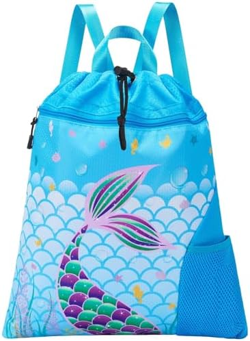 WAWSAM Gym Drawstring Backpack for Kids, Kids Drawstring Gym Cinch Bag with Bottle Pocket