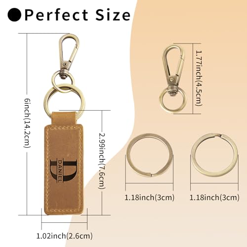 Onedor Custom Keychain, Personalized keychains, Genuine Leather Key Chain Holder Engrave Name Text, Customized Gifts for Men - Image 5