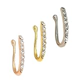 TOGEVAL Anillos para Nariz Falsos de aleación U-Shaped Clip sin perforación 3 Piezas cómodos y duraderos para Mujeres y Hombres Fiesta y Uso Diario