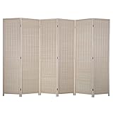 Room Divider Privacy Screen Folding 6 Panels 72' Tall Portable Room Separate Divider, Handmade Bamboo Mesh Woven Design Room Divider Wall, Room Divider & Partitioner Separate, Natural