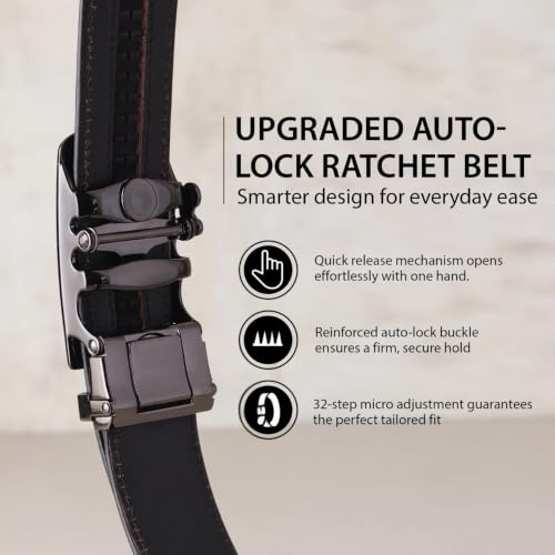 Image of HAYES LONDON Leather Ratchet Belt for Men | Adjustable No-Holes | Customizable Fit, Stylish & Effortless Buckle | Formal & Casual Wear Belts
