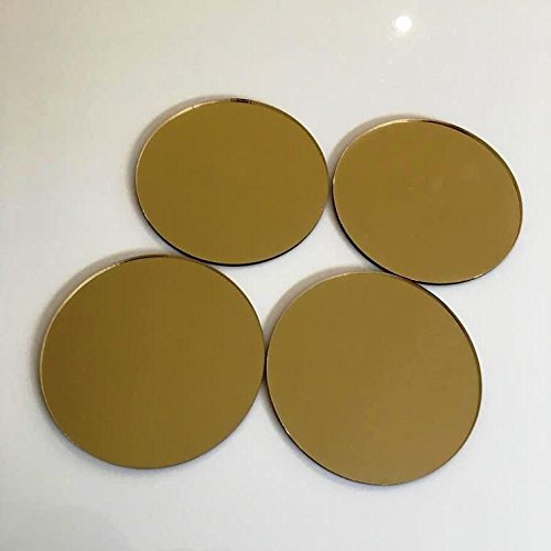 Super Cool Creations - Azulejos circulares, acrílico, Espejo dorado., Pack of 10 - 5cm Diameter
