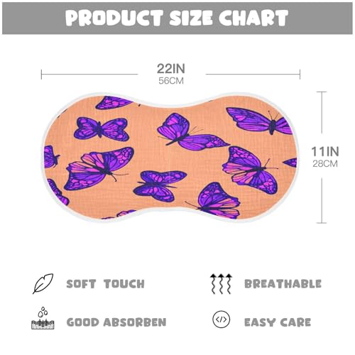 Kigai Butterflies Burp Cloths for Baby 4-Layer Cotton Muslin Burping Cloths 22x11 inch Super Soft & Absorbent Spit Up Burp Rags for Newborn Boys Girls 2 Pack2