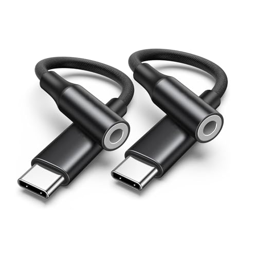 iPhone 15 Headphone Adapter,2-Pack USB Type C to 3.5mm Headphone Jack Adapter,USB C to Aux Audio Dongle Cable Cord for iPhone 15 Plus/15 Pro/16 Pro Max,Galaxy S23 S22 S21 S24 Ultra,Pixel,iPad Pro
