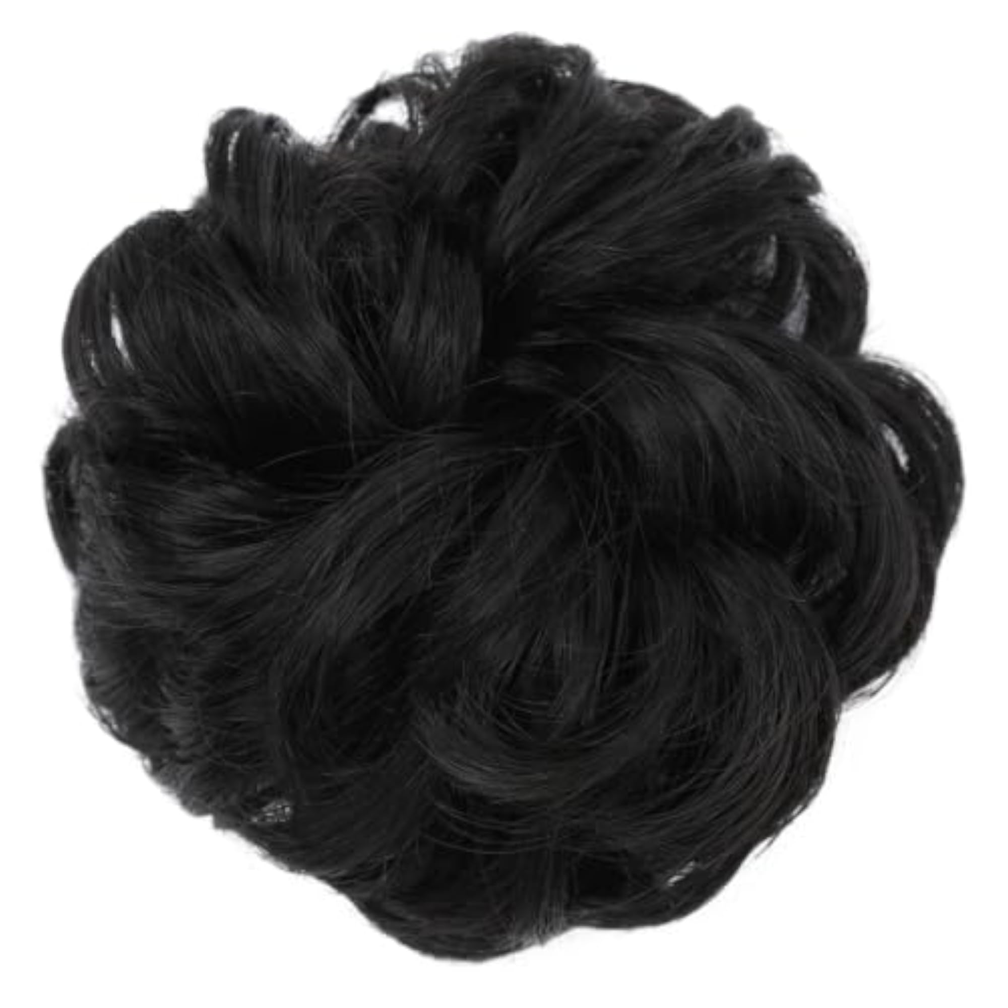 Black Wavy Curly Bun Hair Piece for Women, Messy Volumizer