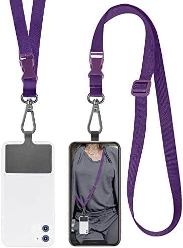 UKON Phone Lanyard with Clear Patch Adjustable Crossbody Neck Strap Cell Phone Hug Lanyard Compatible with Samsung Galaxy Xiaomi iPhone Lanyard Most Mobilephone Black