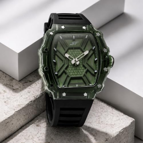 Image of SF Maiden Voyage Sport Watch Quartz Analog with Green Dial Black Silicon Strap Watch for Men - 77178PP06W