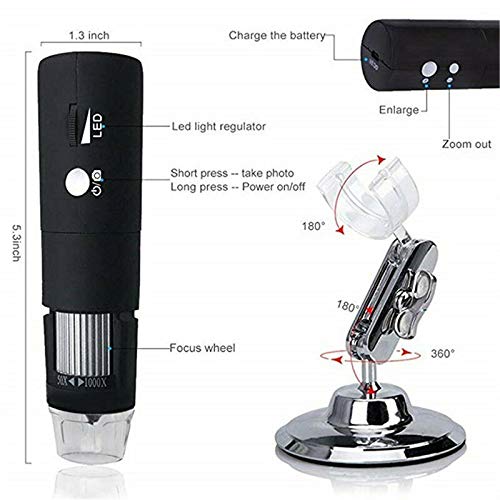 Microscope numérique WiFi 1080p 1000x optique haute précision noir - 4