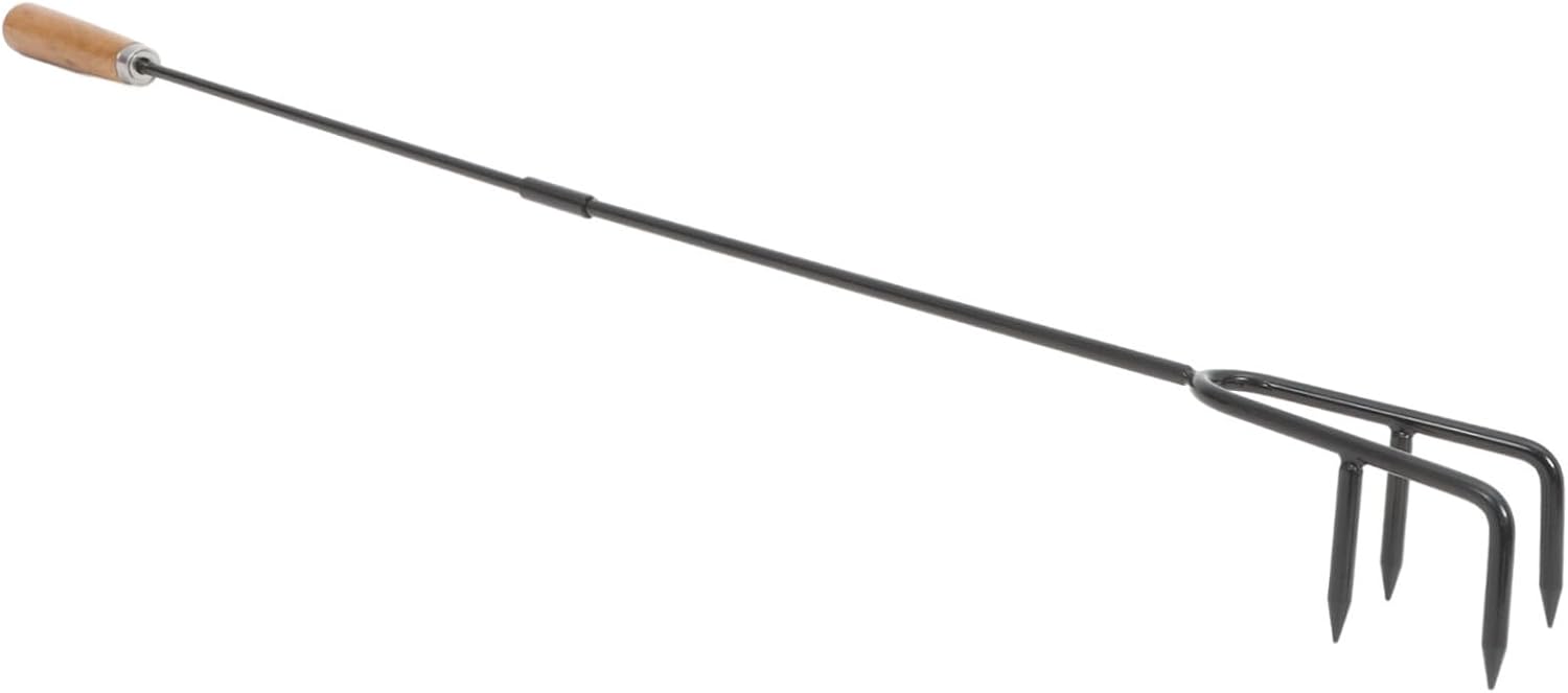 Heavy Duty Indoor Fire Poker with Ergonomic Non-Slip Handle Two-Section Quick Assembly Fire Pit Tool for Ash Removal Charcoal Flipping and Campfire Use and Wood Construction