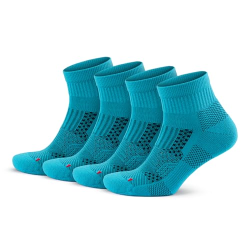Image of GoWith 2 /4 Pairs Quarter Running Socks for Men & Women, Athletic Anti-Blister Cushioned Seamless Padded Ancle Socks