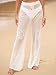 DaLingLam Womens Crochet Cover Up Pants Swimsuit Coverup Mesh Sheer High Waisted Drawstring Beach Pants (White, Medium)