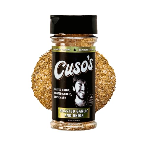 Cuso's Great Tasting Roasted Garlic &amp; Onion BBQ Seasoning Rub - Contains All Natural Ingredients - Spices &amp; Rubs for Grill, &amp; Marinade - Garlic and Onion Powder Blend - 1 Count BBQ Rub Seasoning