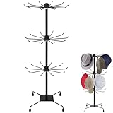 JHKNNK 3 Stöckiger Drehbarer Schmuck und Kopfbedeckungsständer aus Metall Multifunktional für Schlafzimmer und Hutläden Zerlegbar für Platzsparende Aufbewahrung 27,6 X 11,8 X 11,8 Zoll