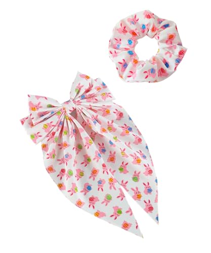 Easter Hair Scrunchies Easter Egg Ponytail Holders Easter Day Hair Scrunchy Tie JHE50 (2 Pcs-F3)