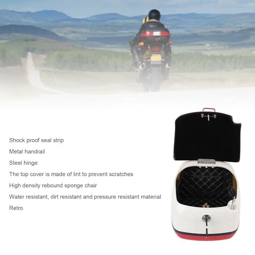 Boîte supérieure de moto rétro DAN&DRE 38L rouge et blanc avec serrure