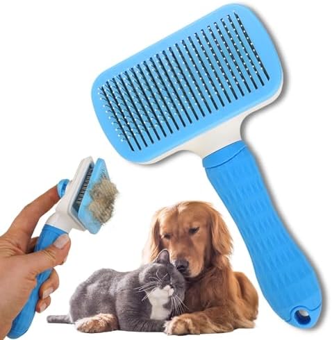 Pet Brush with Stainless Steel Tips, Dog Cat Brush, Dog and Cat A...