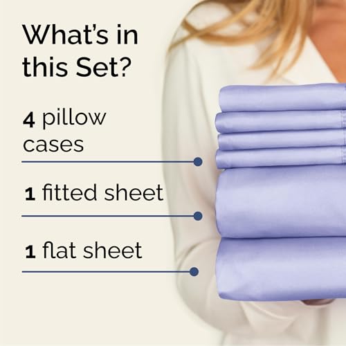 Image of King 6 Piece Bed Sheet Set - Comfy, Breathable & Cooling Sheets - Lavender | Ultra Soft Hotel Luxury Bedding Set w / 8-16 Inch Deep Pockets - 1 Flat & 1 Fitted Sheet & 4 Pillowcases - Wrinkle & Fade Free