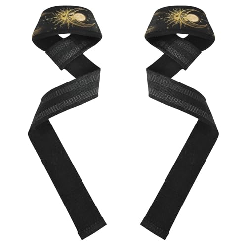STAYTOP Sun Moon Celestial Body Pattern Wrist Straps for Weightlifting,Lifting Straps with Neoprene Cushioned Wrist Padded and Anti-Skid Silicone for Strength Training,Bodybuilding,Deadlifting