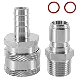 FERRODAY 1 Pair Stainless Steel 1/2 Quick Disconnect Set with 1/2 MPT Male Thread Beer Brewing Connector, 1/2' Barb Female Brewing Quick Disconnect for Brewing