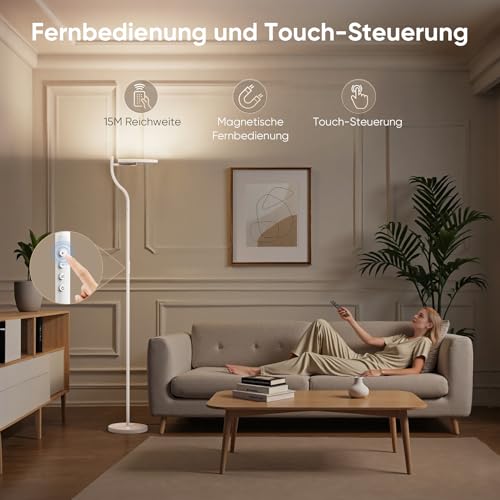Lampadaire de salon avec lumière de plafond orientable et télécommande - 5