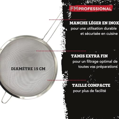 FM Professional Passoire Chinois en Inox pour Sauces et Bouillons 15 cm – vue 2