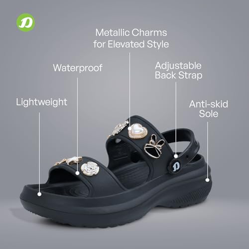 Image of DOCTOR EXTRA SOFT Women's Metallic Charms Fashion Slippers /Sandals With Adjustable Back Strap|Comfortable|Lightweight|Stylish & Anti-Skid|Waterproof Casual Beach Slides Mules Girls & Ladies D-533