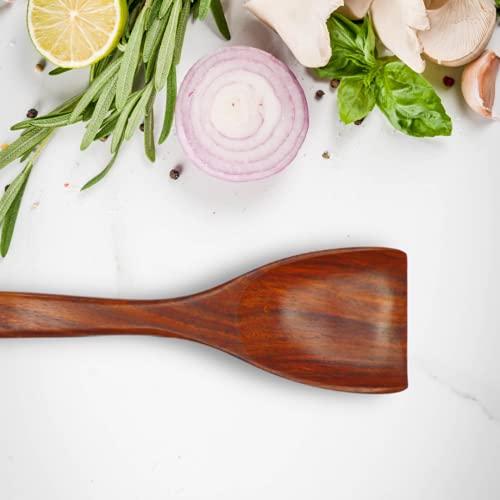 Image of Premium Wooden Cooking Spoon & Spatula | Natural Sheesham Wood (Indian Rosewood), Non-Stick Safe, Heat Resistant Kitchen Tools for Roti, Sabzi, Frying & Serving (Set of 5)