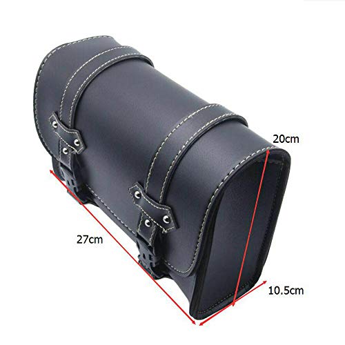 Bolsa de Sillín para Motocicleta MASO, Equipaje Universal de Cuero PU, con 2 Correas de Montaje, Negro miniatura 4
