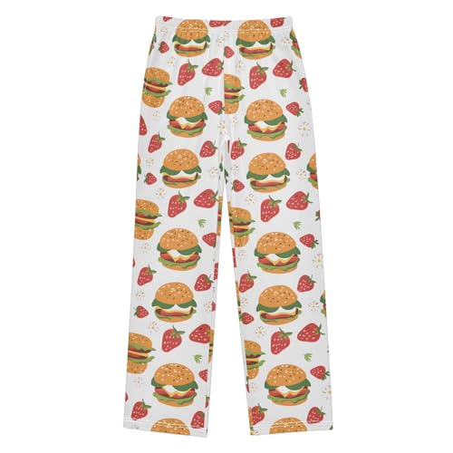 Pajama Pants Cute Strawberries Hamburgers PJ Bottoms Sleepwear Lounge Sleep Pant with Pockets