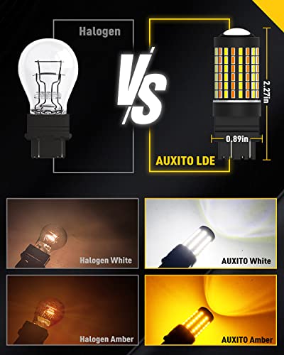 Auxito Upgraded 3157 Switchback Led Turn Signal Light Bulbs, 500% Brighter 3155 3457 4157 3057 4157Na White/Amber Dual Color With Projector For Turn Signal Blinker Drl Parking Light, Pack Of 2 #TOP2