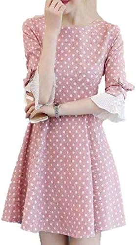 Amazon ミニワンピース ミニワンピ レディース ラウンドネック 7分丈袖 フレアスカート ミニ丈 ショート丈 ワンピース ワンピ 大きいサイズ 秋冬 秋 秋色 秋服 秋 ミニワンピース ミニワンピ ワンピース チュニック 通販