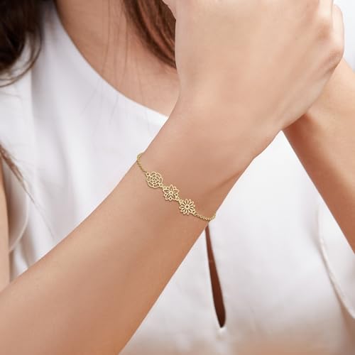 Personalized Birth Month Flower Bracelet, Custom 1-6 Birth Flower Bracelet Gifts for Women, Personalized Mothers Day Birthday Gifts for Her, Mom, Grandma, Friend, Sister4