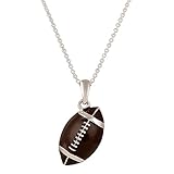 LUREME Silver Enamel Football Pendant Necklace Coffee Color Sport Jewelry(01003112)