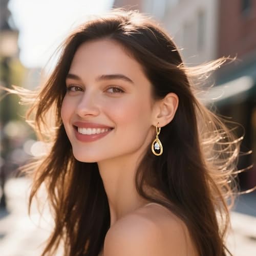 925 Sterling Silver 14K Gold Teardrop Dangle Earrings for Women, ALEXCRAFT Dangling Drop Leverback Cubic Zirconia Dangly Proms Statement Rhinestone Earings Wedding Bridesmaid Earring Hypoallergenic3