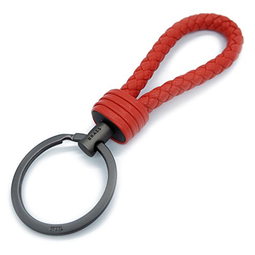 Laben Key Chain Lambskin Handwoven Genuine Leather Keychain - Red #TOP4
