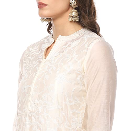 Image of BIBA Embroidered Poly Cotton Mandarin Women's Salwar Kurta Dupatta Set