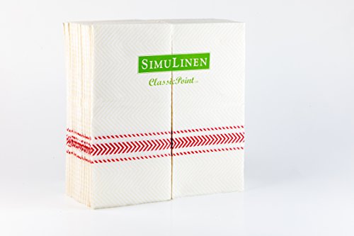 Classicpoint Dinner Napkins - Red Bistro Stripe - Decorative & Disposable - Soft, Absorbent & Durable (15.5"X15.5" - Pack Of 50) #TOP1