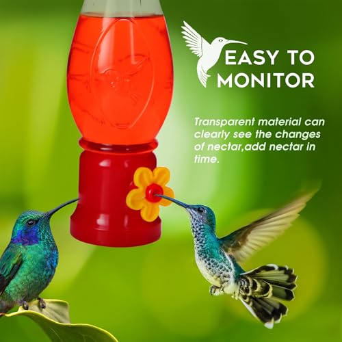 ORIENTOOLS Hummingbird Feeder 2Pack, Mini Hanging Flower Bird Feeders for Outdoors with 2 Window Mount Suction Cup Accessories, 1 Connector, 3.4 oz/Pc - Thumbnail 6