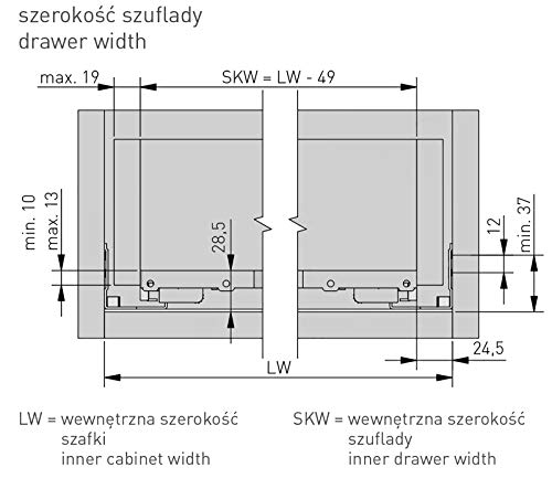 GTV Unterflurführung Schubladenschienen Vollauszüge Schubladenauszüge - 400 mm - Soft-Close Schienensystem - Slide Montageführung absenken - Belastbar bis 30 Kg - 1 Set = 2 Stück