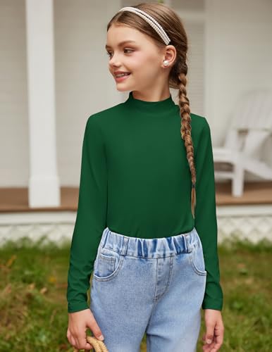 Image of Arshiner Girls Long Sleeve Mock Turtleneck Shirts Slim Fit Base Layer Top