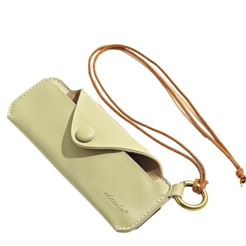 Valcla Etui Lunettes Sac à Lunettes littéraire Simple, Sac de Rangement de Lunettes de Soleil, Sac de Rangement Portable en Cuir PU for Lunettes de myopie(Khaki)