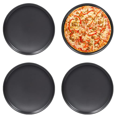 ORFCP Teglie per Pizza da Forno, Teglia per Pizza, Teglia Forno Set di 4, Altezza 1.5 cm, Diametro 29 cm