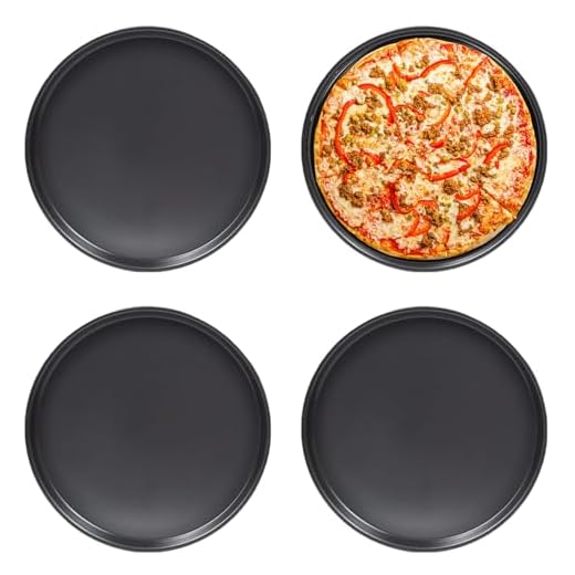ORFCP Teglie per Pizza da Forno, Teglia per Pizza, Teglia Forno Set di 4, Altezza 1.5 cm, Diametro 29 cm