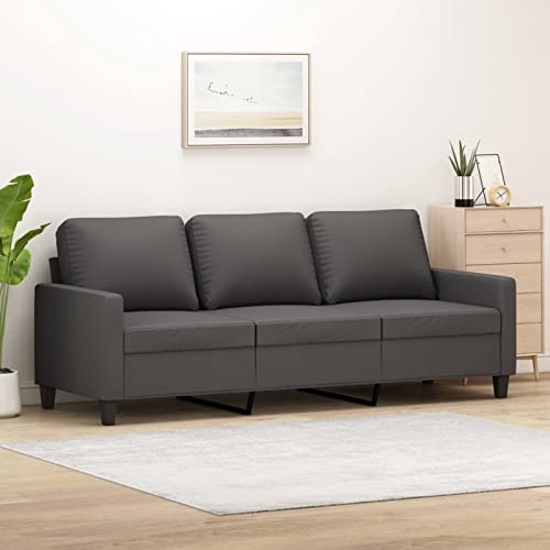 Festnight 3-Sitzer-Sofa Kunstleder Schlafsofa Schlafcouch Couch Schlafsofa 3-Sitzer Sofa Wohnzimmer Multifunktionale Sofa Grau 180 cm Cover