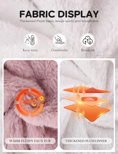 Yimoon Girls Winter Fleece Coats Kids Ear Hooded Faux Fur Jacket Toddler Thicken Warm Fuzzy Jacket Outwear(Pink-5Y)3