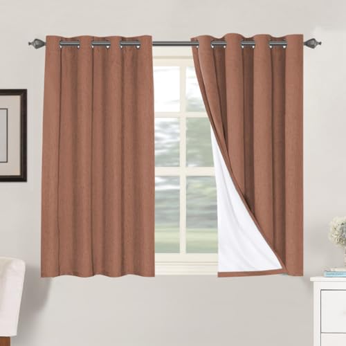 Image of H.VERSAILTEX 100% Blackout Curtains for Bedroom Thermal Insulated Linen Textured Curtains Heat and Full Light Blocking Drapes Living Room Curtains 2 Panel Sets, Washed Spice, 52x45 Inch
