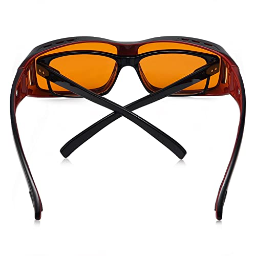 Image of Eyekepper 100% Blue Light Reduction,Fitover Anti-Blue Blocking Computer Glasses Amber Lenses Black Red