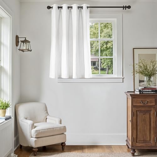 jinchan Linen Textured Curtain 45 Inch Length for Living Room Light Filtering Thermal Insulated Grommet Top Window Drape for Bedroom 52x45 White 1 Panel