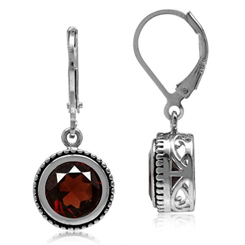 Silvershake 4.28ct. 8mm Natural Round Shape Garnet 925 Sterling Silver