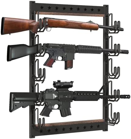 VIEWAY Wall Mount Gun Rack, 5 Rifle Shotgun Gun Bow Horizontal Hanger, Heavy Duty Steel Storage Indoor Display Rack -MK887A